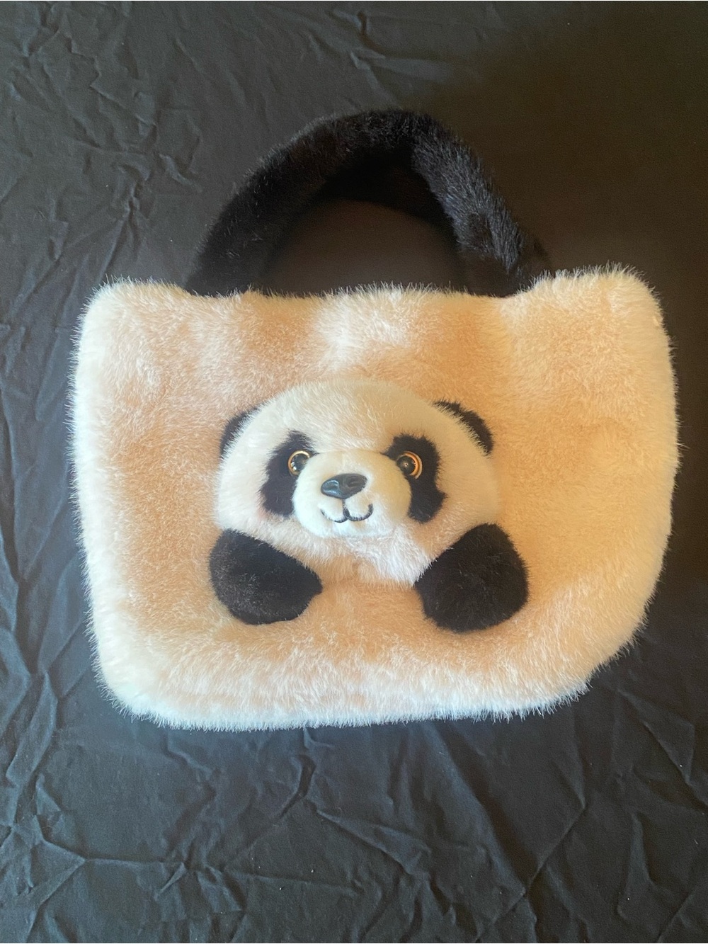 Plush Panda Handbag - Cream and Black